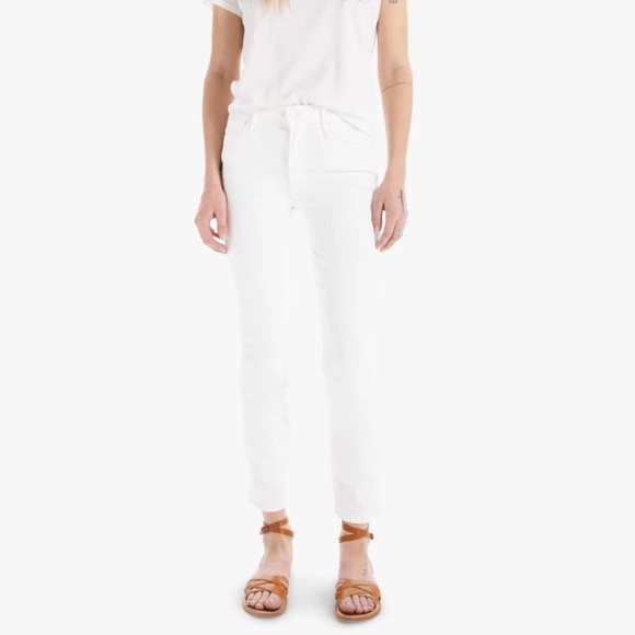 MOTHER The Mid Rise Dazzler Ankle Straight Jeans Fairest Of Them All White 25 - Picture 5 of 15